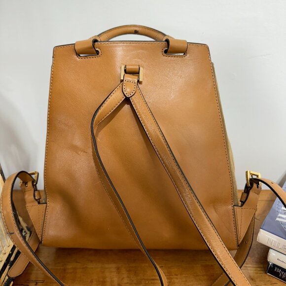 Michael Kors  English Tan Suede & Leather  Backpack with Gold Tone Accents - Picture 5 of 15